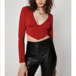 Red long sleeve crop top